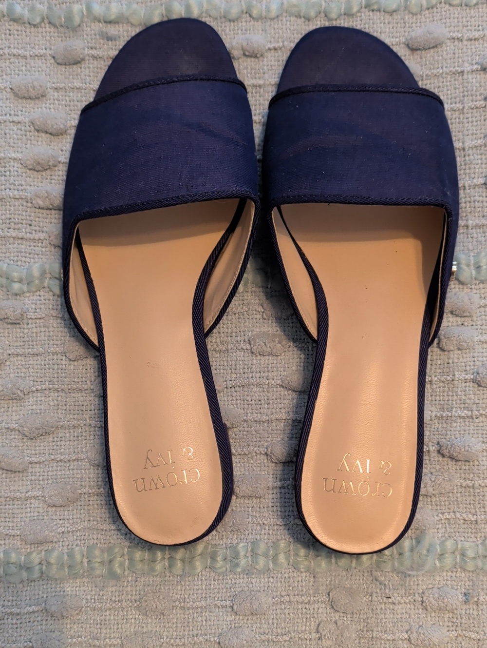 crown & ivy Navy Open-Front Slide Mules